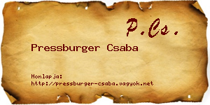 Pressburger Csaba névjegykártya